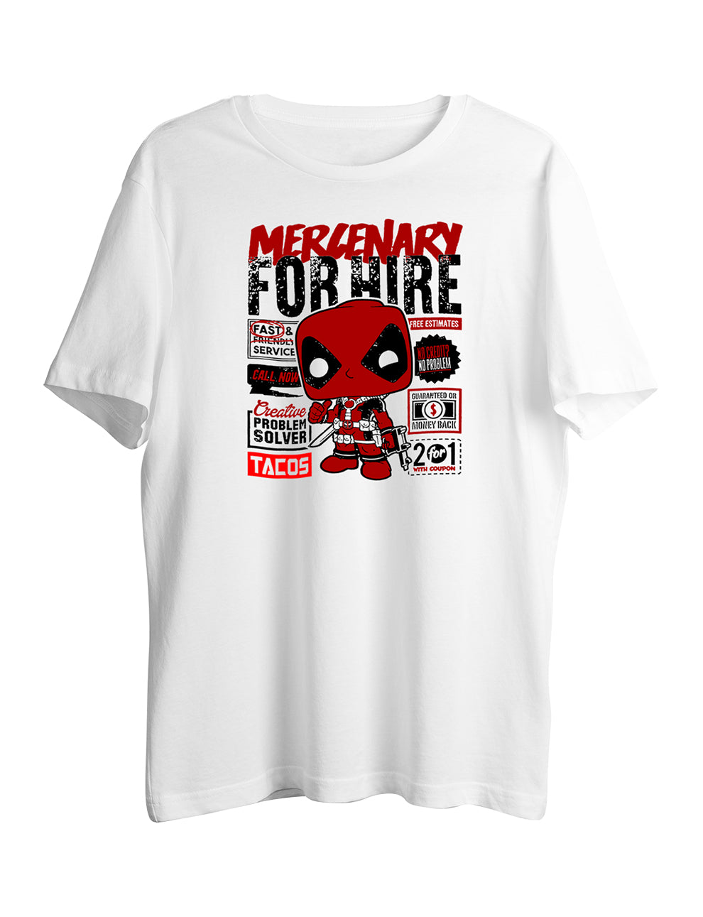 Deadpool Marlenary For Hire Half Sleeve T-Shirt - LSNX