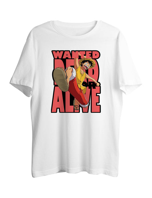 Luffy Wanted Dead Alive Half Sleeve T-Shirt - LSNX